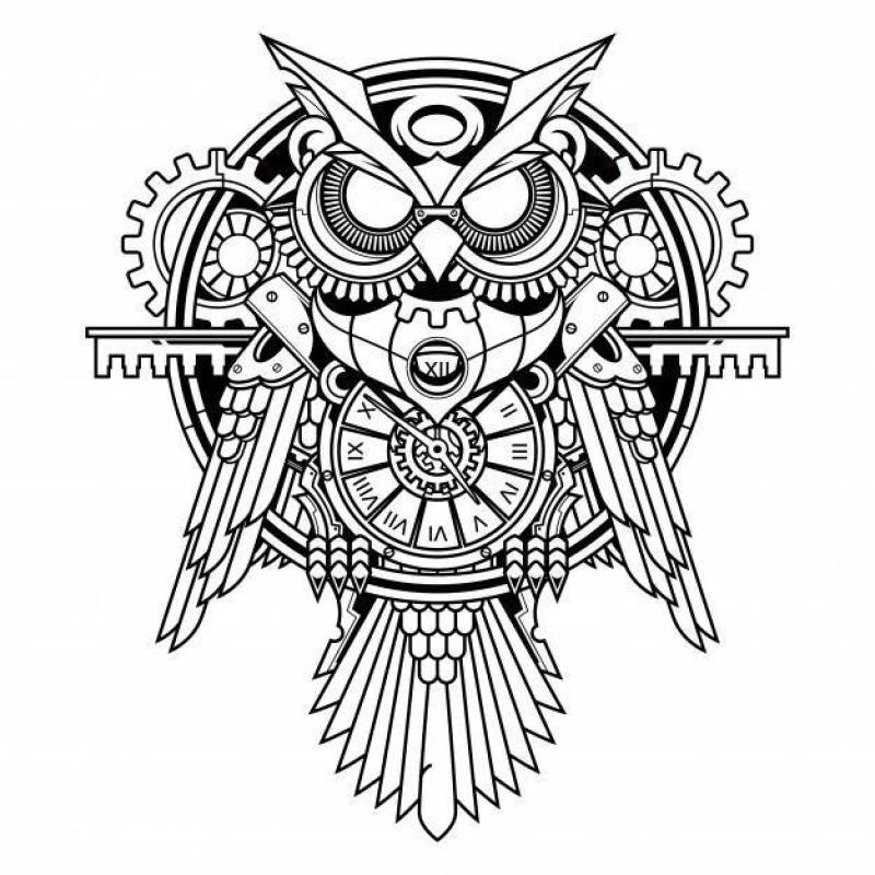 Owl steampunk illustration