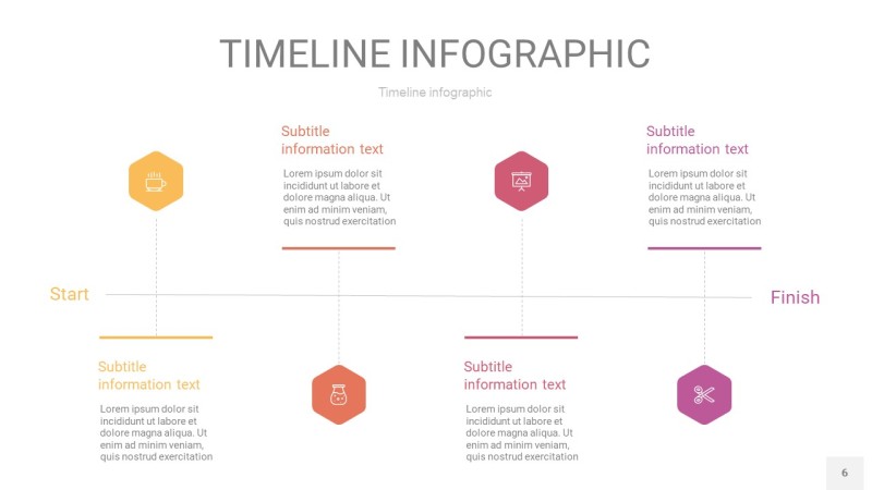 紫黄色时间轴PPT信息图6