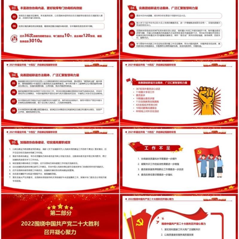 红金大气党政风聚焦全国两会会议报告PPT模板