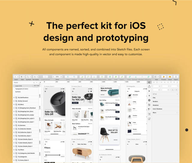 在Sketch，XD和Figma，Loza设计的家具设计UI套件 -  Furniture Shop App UI套件