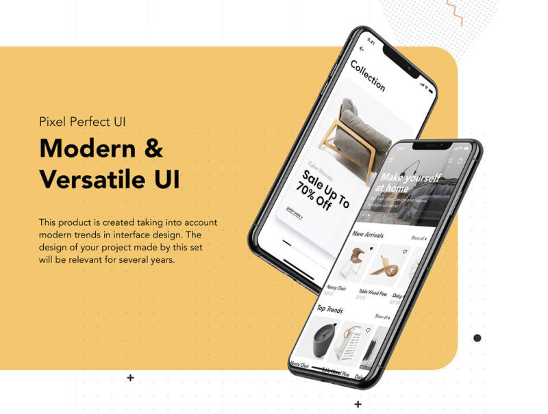 在Sketch，XD和Figma，Loza设计的家具设计UI套件 -  Furniture Shop App UI套件