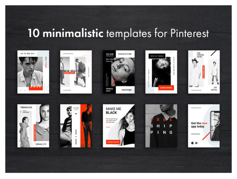 10个Pinterest，Twitter，FB和IG，Hype Monger社交媒体的简约模板