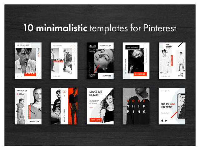 10个Pinterest,Twitter,FB和IG,Hype Monger社交媒体的简约模板 10个Pinterest,Twitter,FB和IG,Hype Monger社交媒体的简约模板