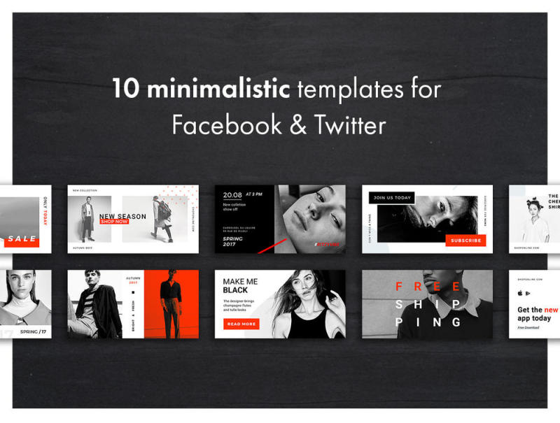 10个Pinterest，Twitter，FB和IG，Hype Monger社交媒体的简约模板