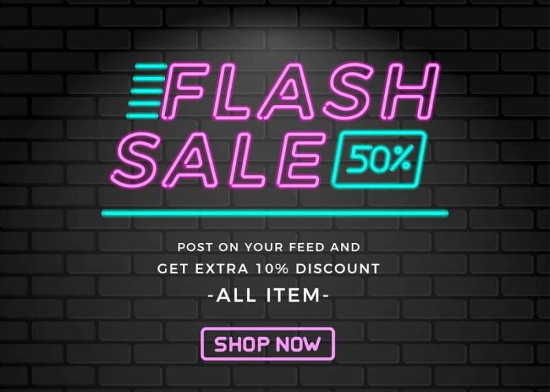 闪存销售霓虹灯 矢量