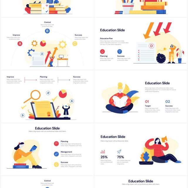卡通创意人物插画教育信息图PPT素材Education Powerpoint Infographics 卡通创意人物插画教育信息图PPT素材Education Powerpoint Infographics