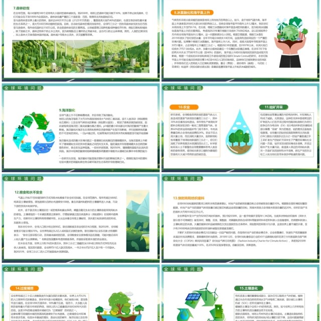 绿色插画风世界环境日PPT模板