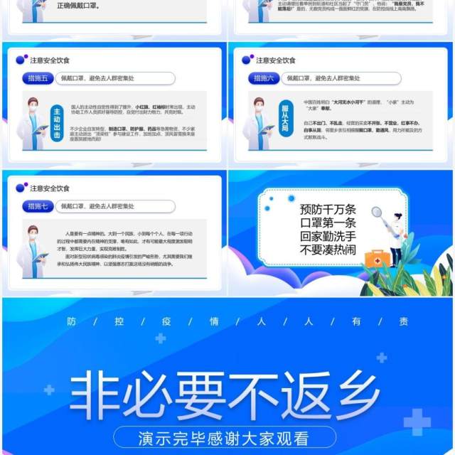 蓝色卡通风非不要不返乡PPT模板 蓝色卡通风非不要不返乡PPT模板