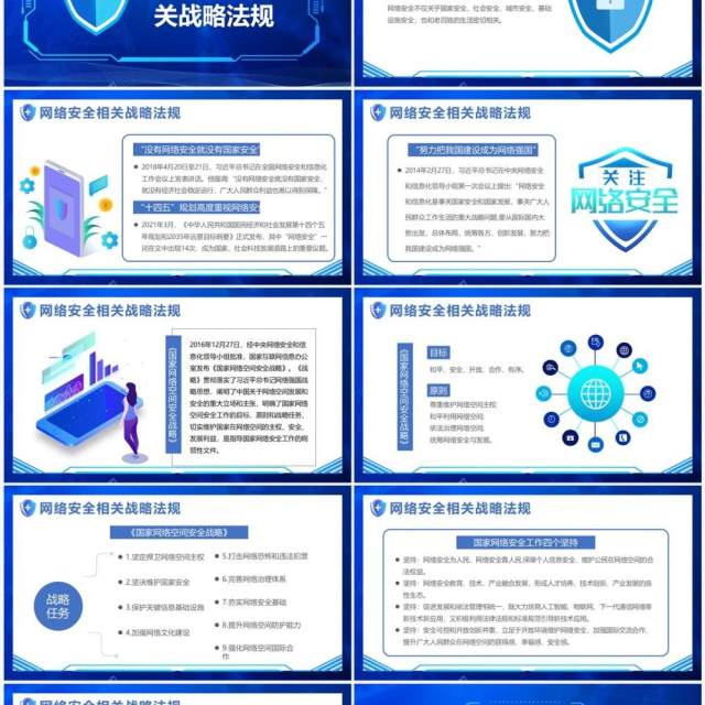 蓝色科技风网络安全共享文明PPT模板