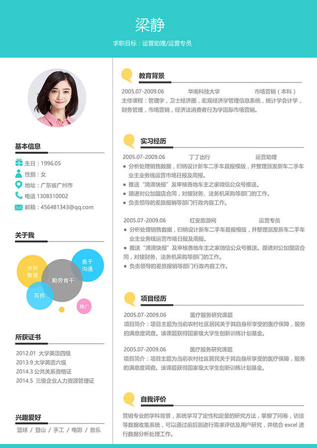 活泼明朗风格个人求职简历WORD模板11 活泼明朗风格个人求职简历WORD模板11