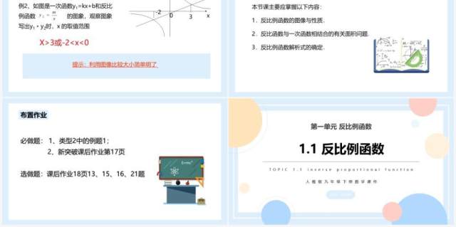 部编版九年级数学下册反比例函数课件PPT模板