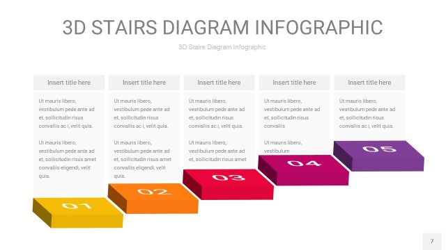 多色3D阶梯PPT图表7