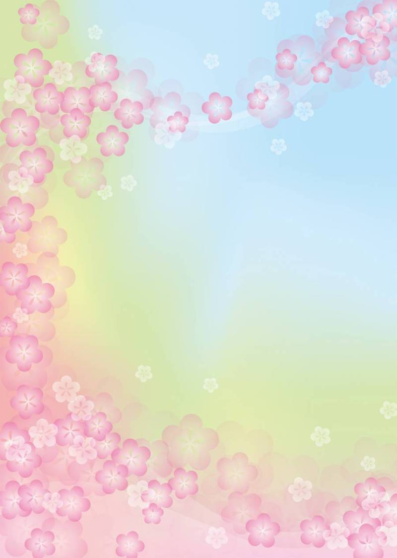 梅背景、A4縦、涂足付