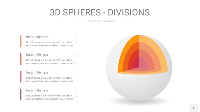 渐变橙色3D球体切割PPT信息图2