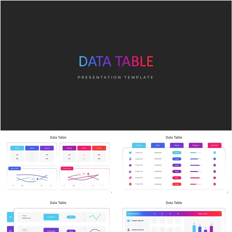 多形式表格信息图PPT模板素材Table