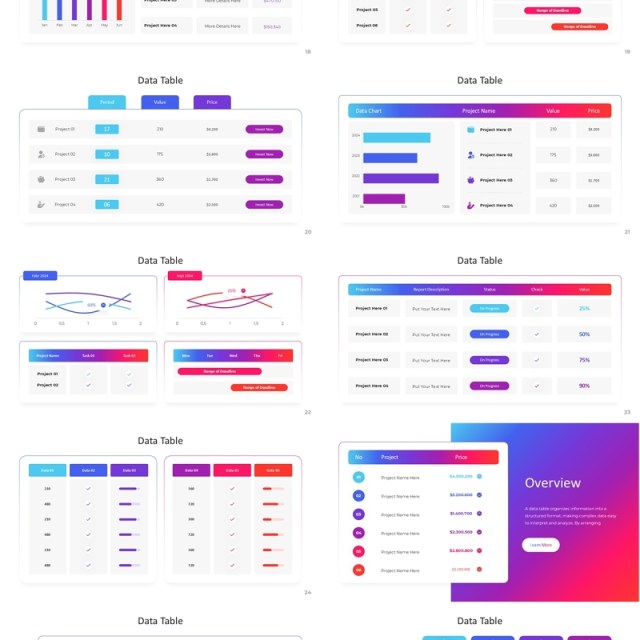 多形式表格信息图PPT模板素材Table