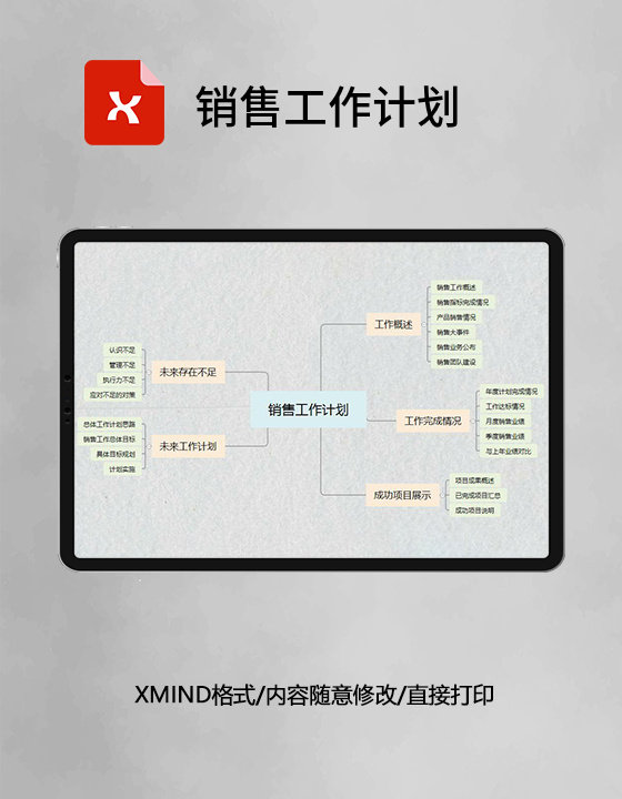  思维导图销售工作计划XMind模板