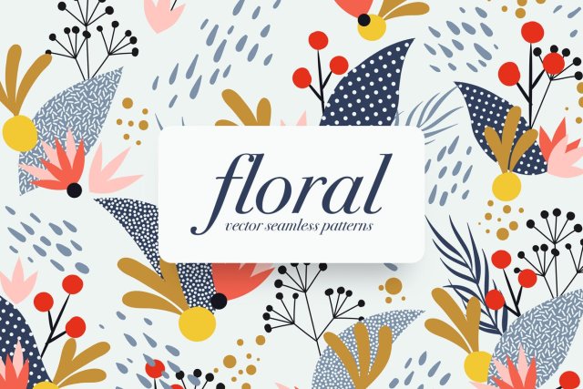 孟菲斯花卉无缝图案AI矢量设计素材Memphis Floral Seamless Patterns 孟菲斯花卉无缝图案AI矢量设计素材Memphis Floral Seamless Patterns