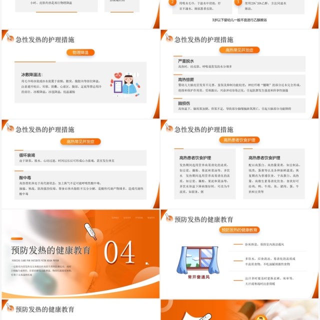 橙色简约风高热患者的护理PPT模板 橙色简约风高热患者的护理PPT模板
