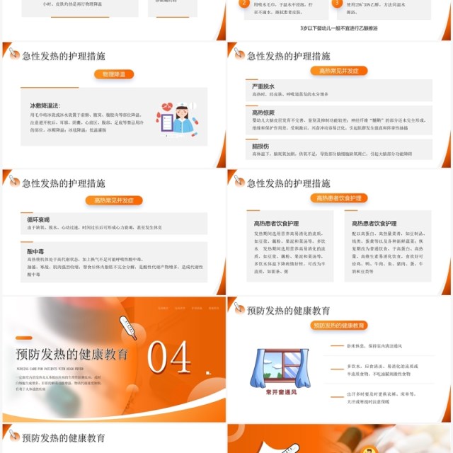 橙色简约风高热患者的护理PPT模板