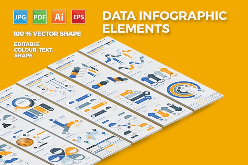 数据信息统计图表矢量元素模板 Infographics Elements