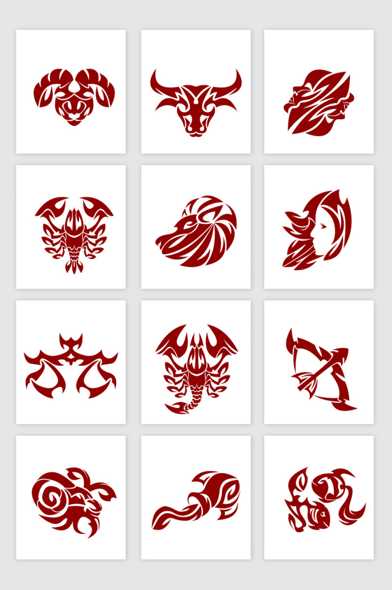 12星座不规则图形设计素材