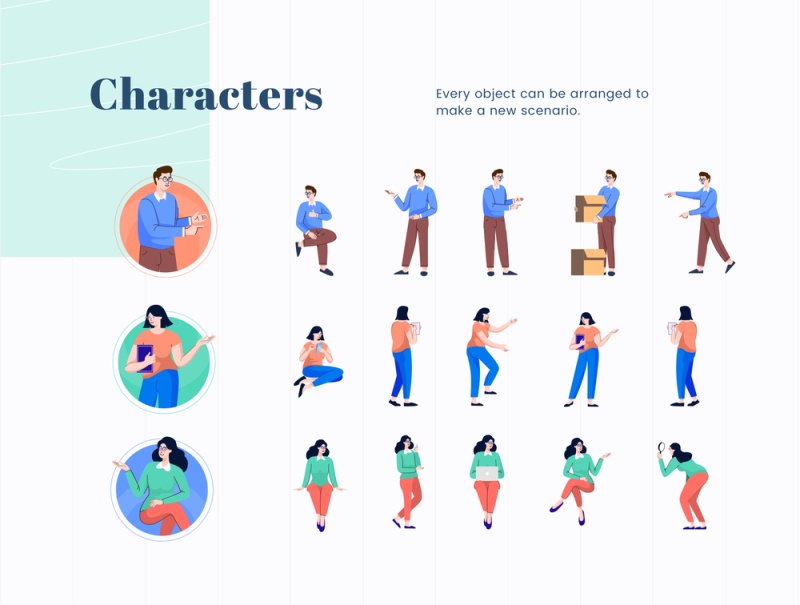 原子插图商业网站，Tinuku  - 启动网站商业插画