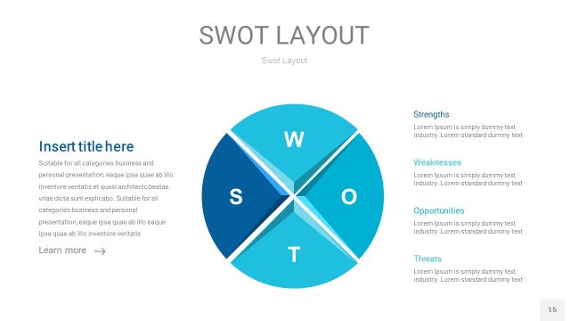 宝石蓝SWOT图表PPT15