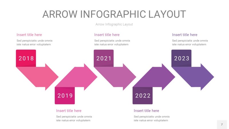 粉紫色箭头PPT信息图表7
