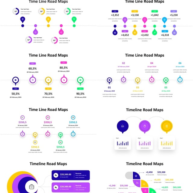 时间轴时间线路线图PPT模板Timeline Roadmaps - Presentation Template