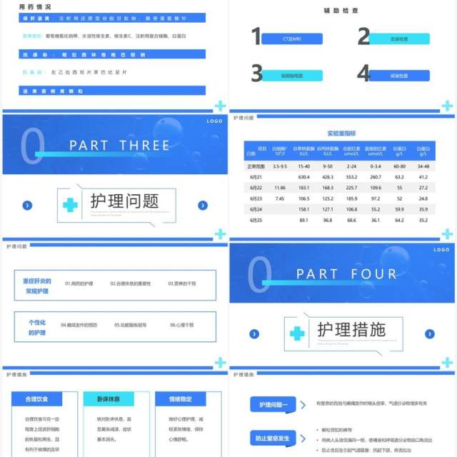 蓝色简约风肝炎护理个案讲解PPT模板