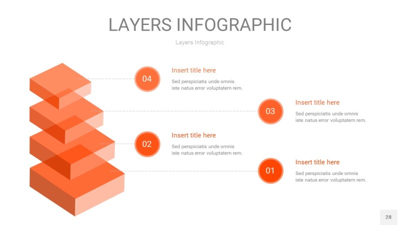 橘红色3D分层PPT信息图28