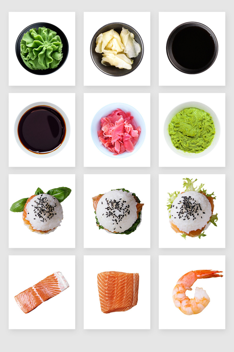 日式饭团三文鱼料理素材