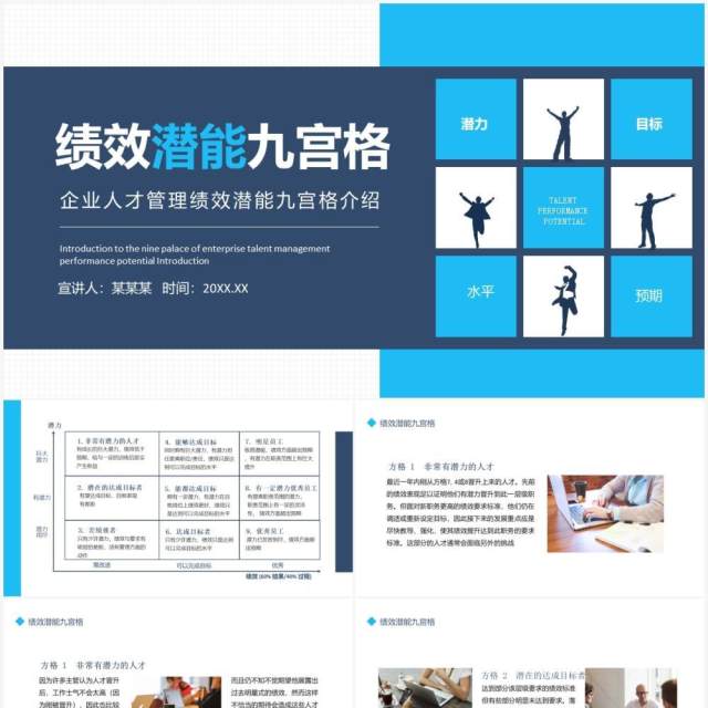 企业人才管理绩效潜能九宫格介绍动态PPT模板 企业人才管理绩效潜能九宫格介绍动态PPT模板