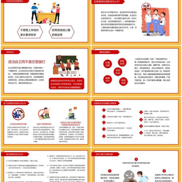 黄色卡通风反对校园暴力主题班会PPT模板 黄色卡通风反对校园暴力主题班会PPT模板