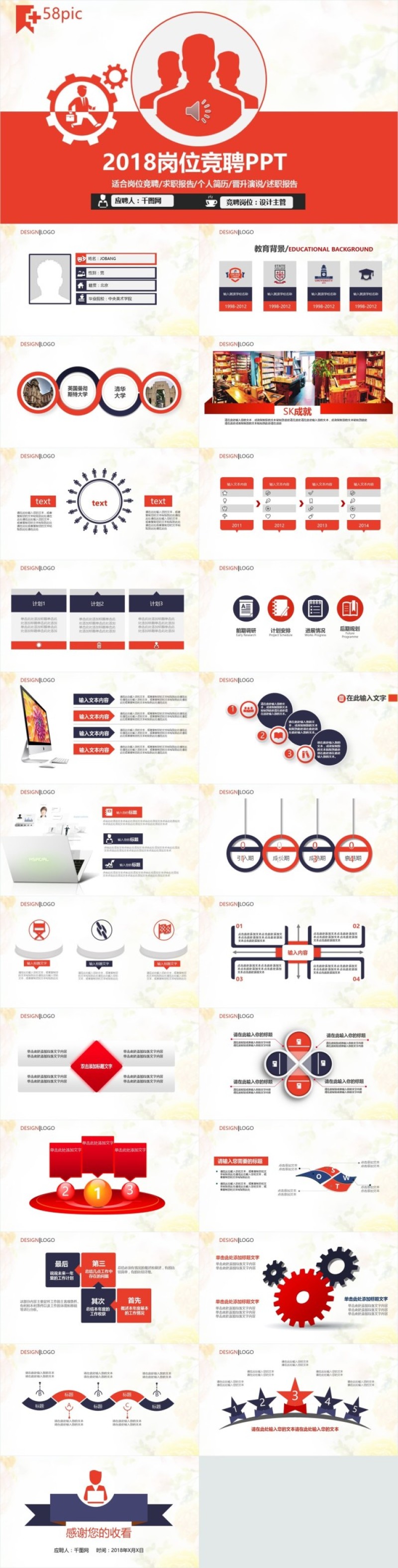 红色商务2018岗位竞聘PPT模板