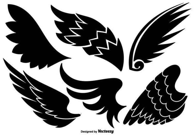 向量组的天使翅膀黑色图标