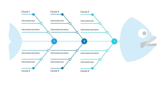 蓝色鱼骨图PPT图表-20