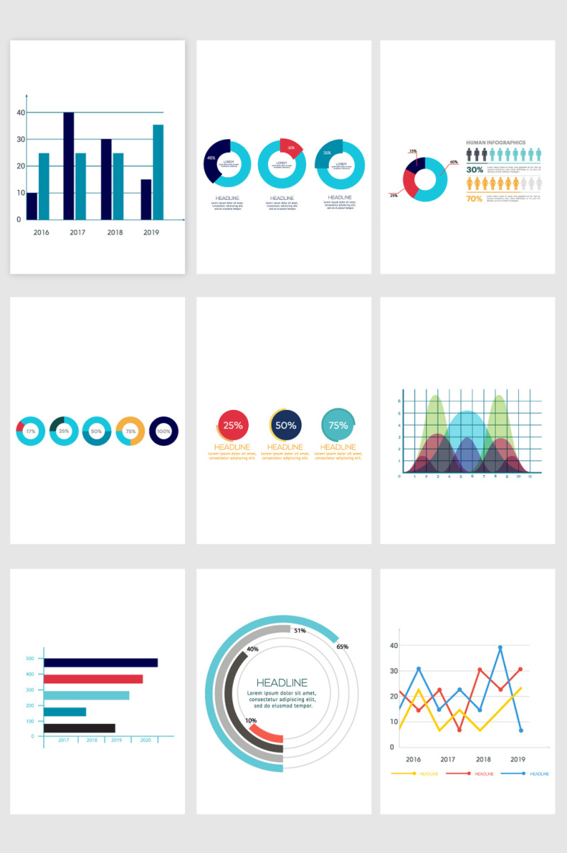 PPT数据排版手绘装饰图案