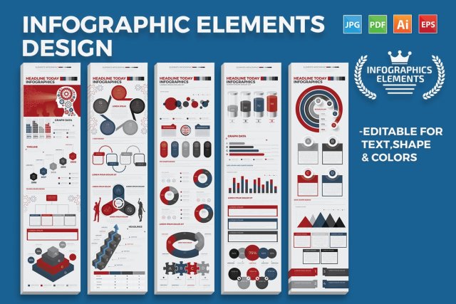混搭信息图表元素模板素材 Infographics Elements