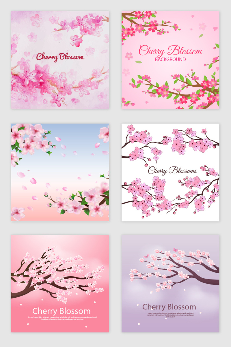 粉色浪漫樱花树枝素材