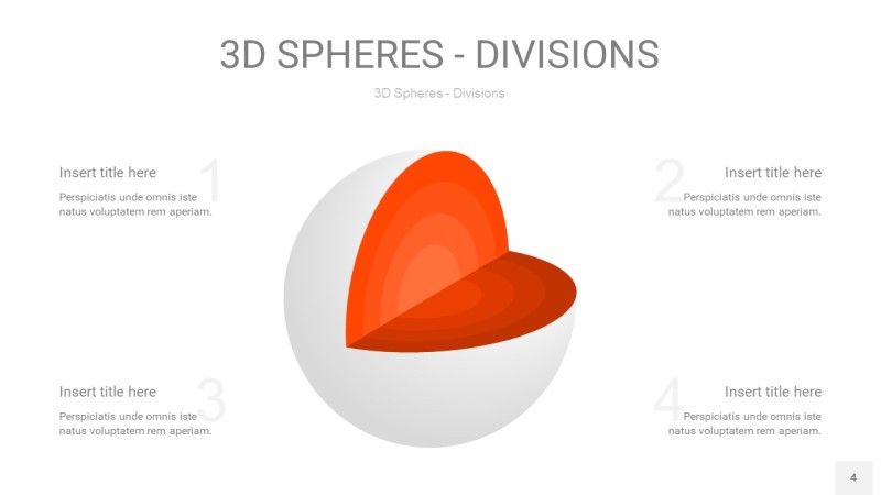 橘红色3D球体切割PPT信息图4