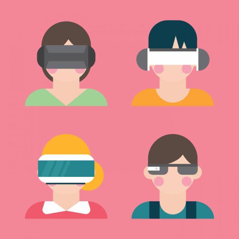 使用虚拟现实眼镜的人们