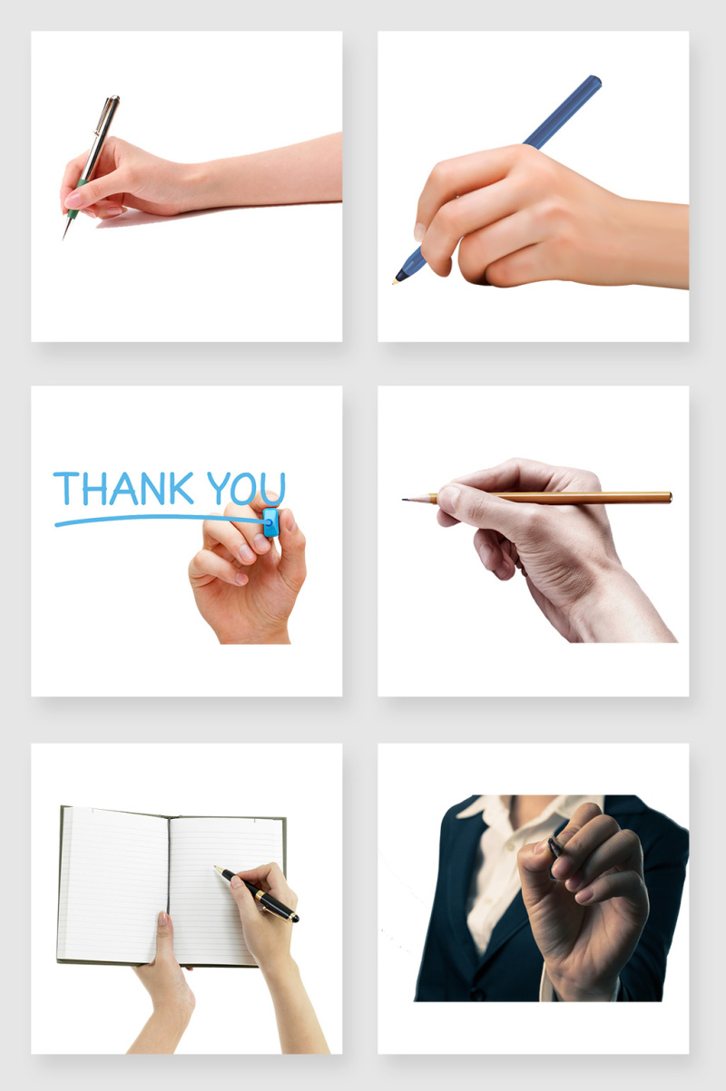 拿笔写字免抠素材