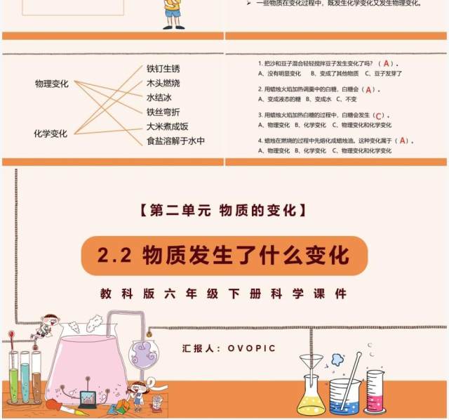 教科版六年级科学下册物质发生了什么变化课件PPT模板