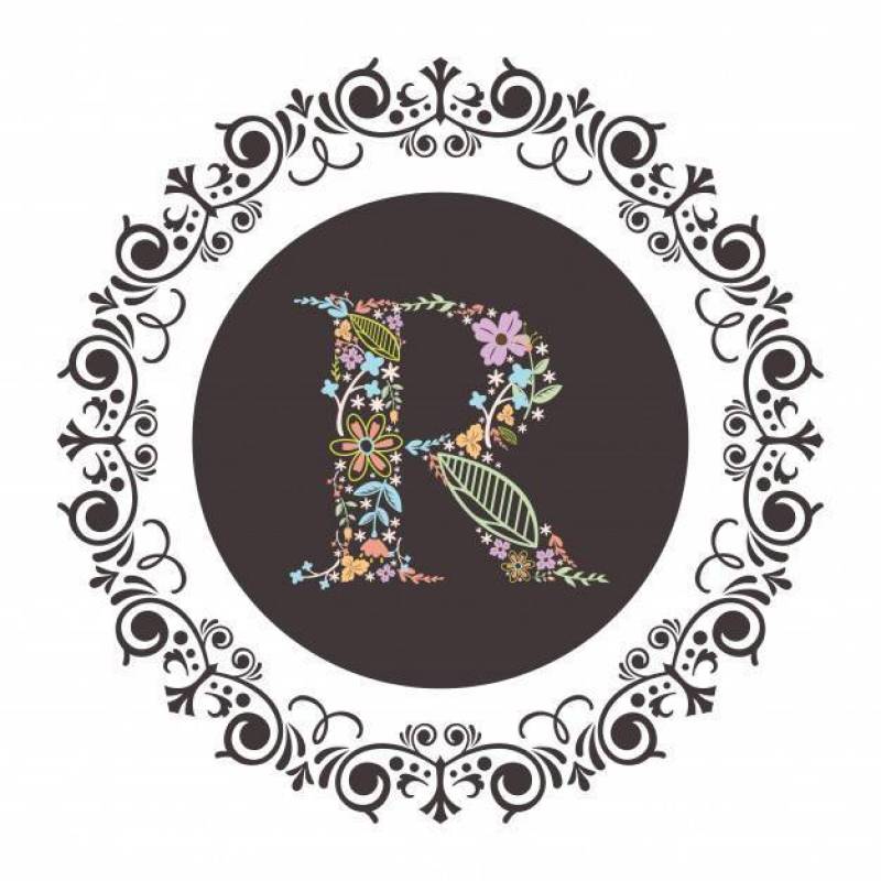 字母R首字母与花卉矢量