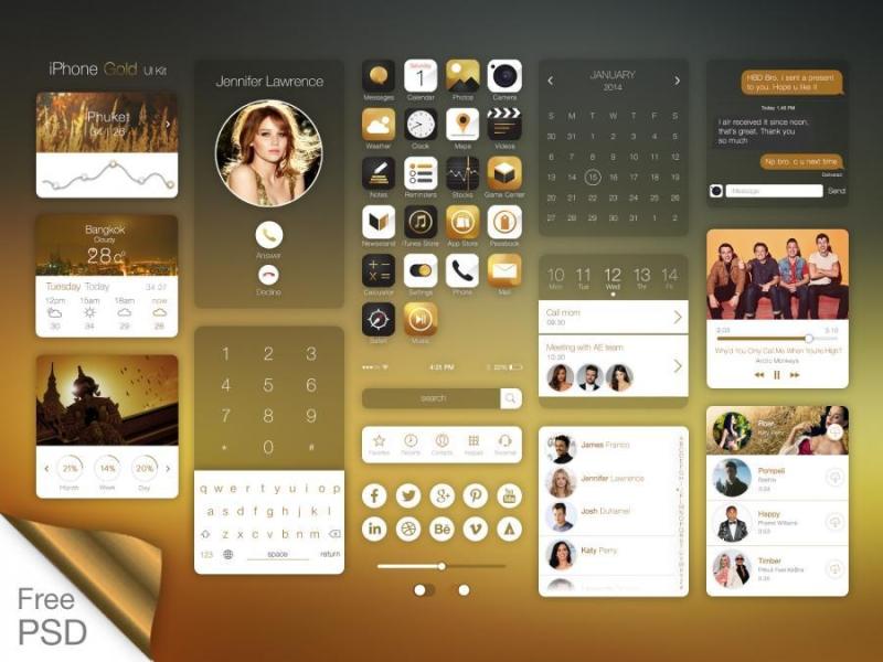 ios7 on iPhone gold ui kit