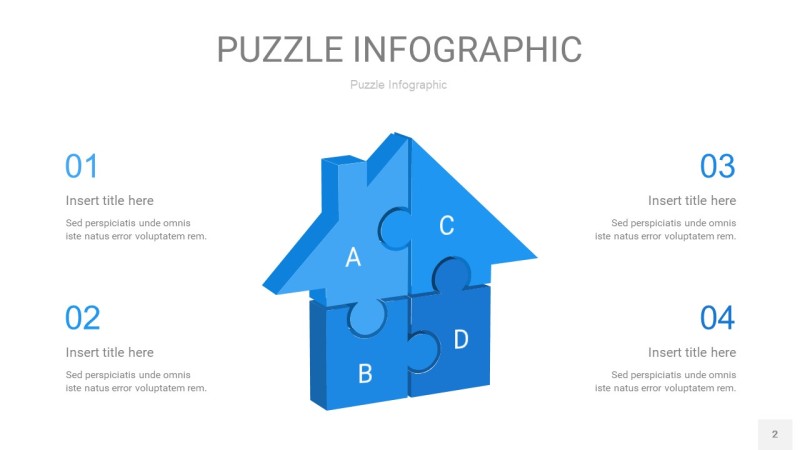 天蓝色拼图PPT图表2