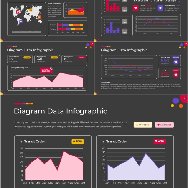 多彩数据图表信息图宽屏PPT模板Widescreen - Multicolor 1 Dark 多彩数据图表信息图宽屏PPT模板Widescreen - Multicolor 1 Dark