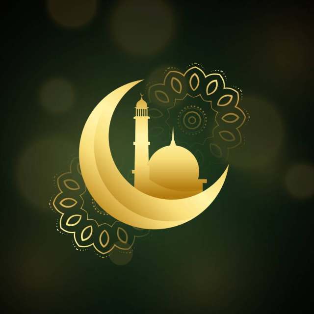 与伊斯兰教的节日的清真寺的新月形月亮